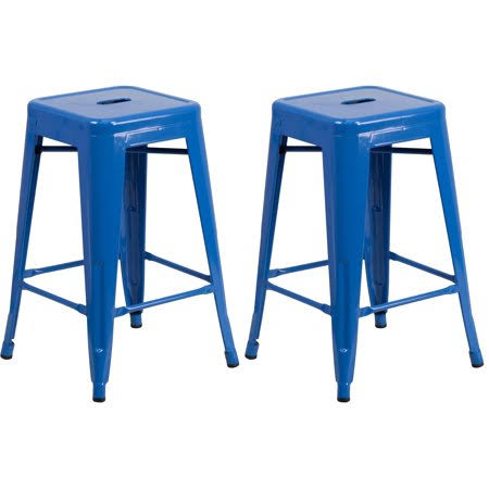 Blue Galvanized Metal Stool 2 Stools A34536
