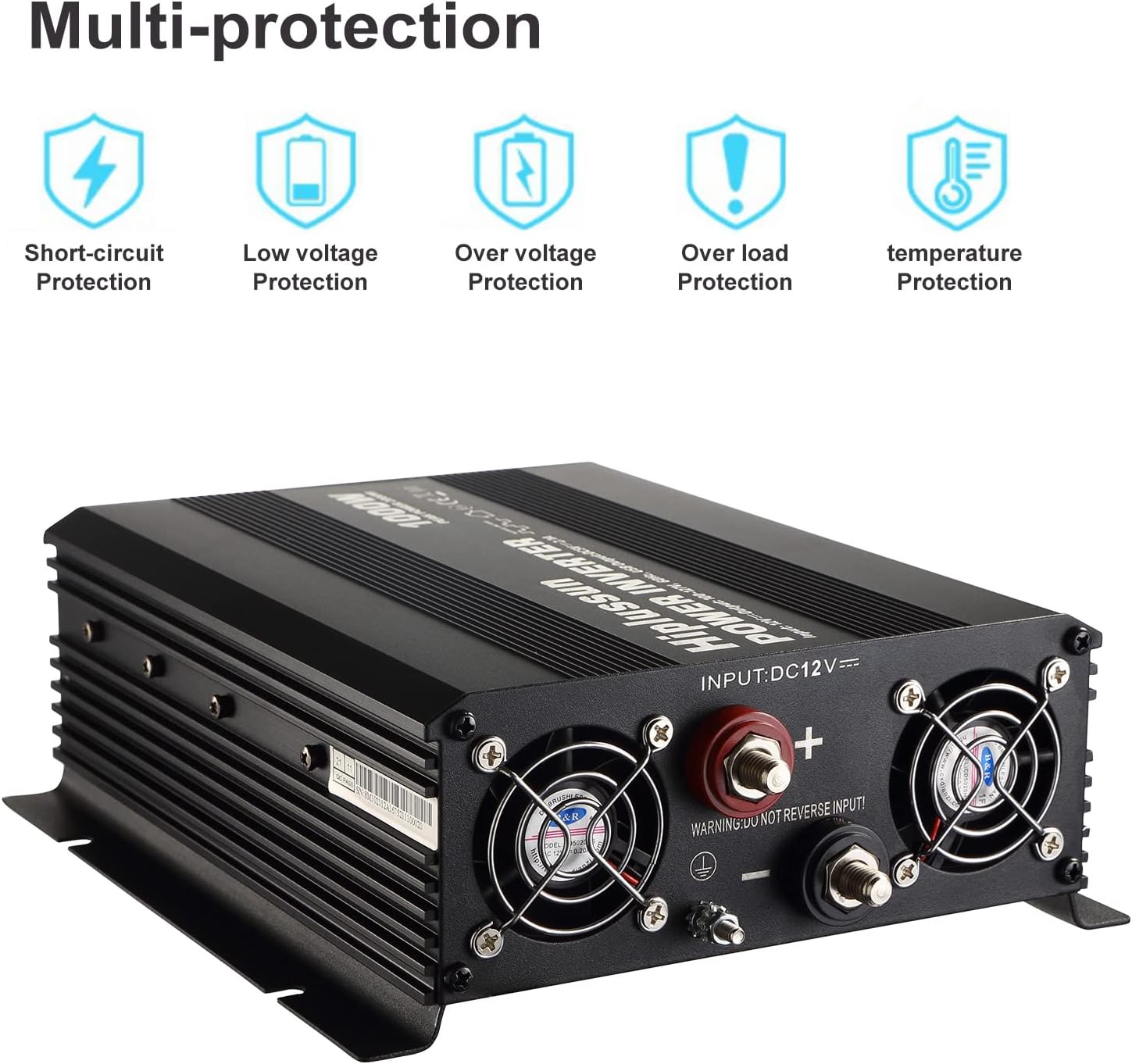 Power Inverter 1000 Watt 12v to 110v Modified Sine Wave with USB Port and Dual AC Outlets O45447