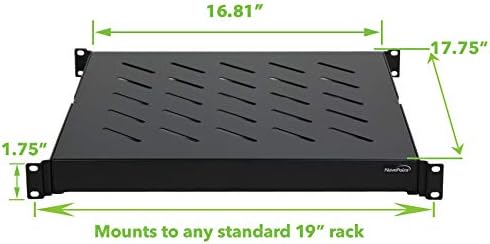 1U 19-Inch Fixed 4-Post Rack Mount Server Shelf Black Pack of 2 T89008