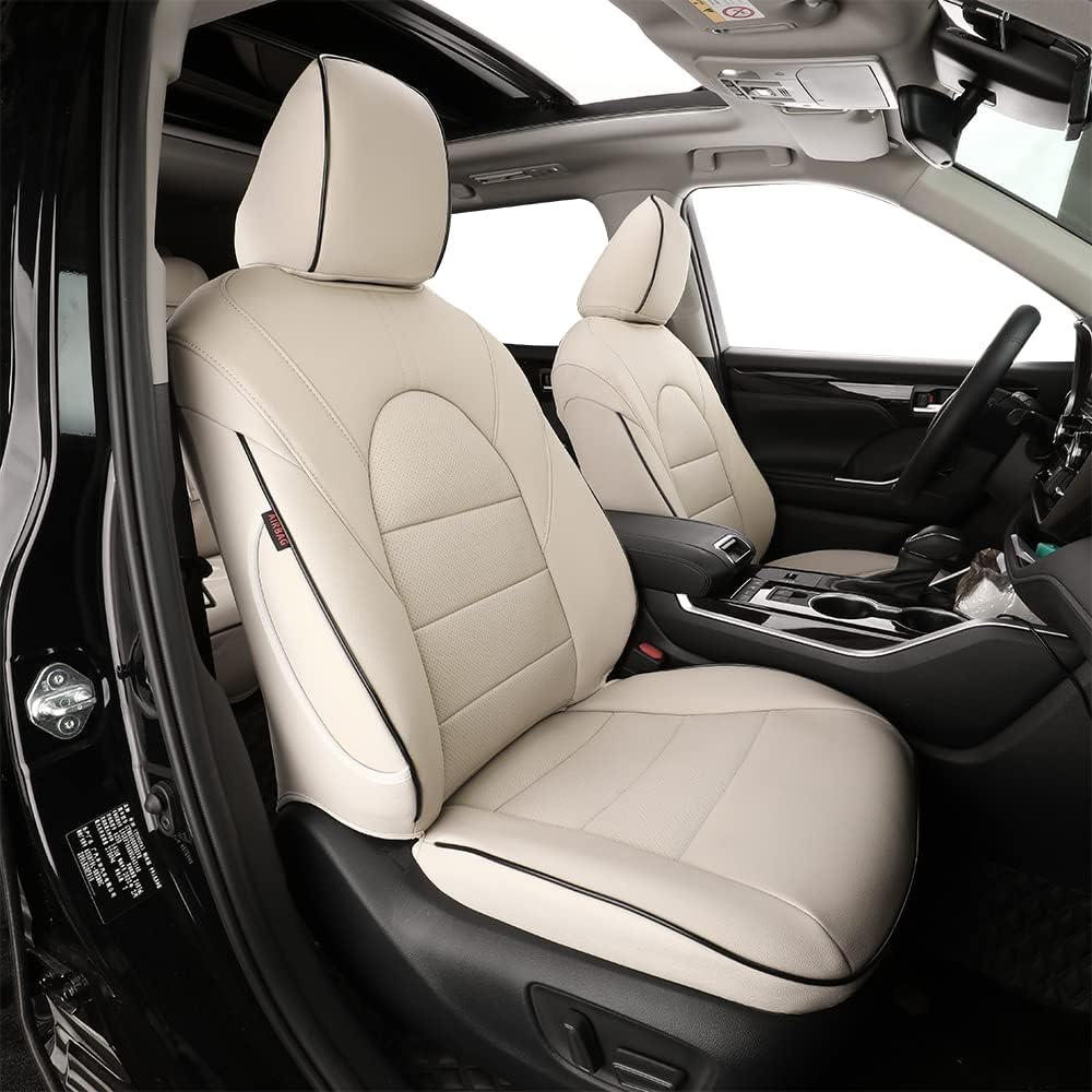 Custom Fit Full Set Car Seat Covers, Three Rows, Leatherette, Black with Red Trim E9811