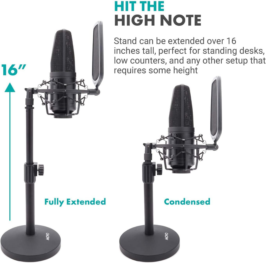Large Diaphragm Multi-Pattern Studio Condenser Microphone with Shock Mount, Pop Filter, XLR Cable and Tabletop Mic Stand R492484