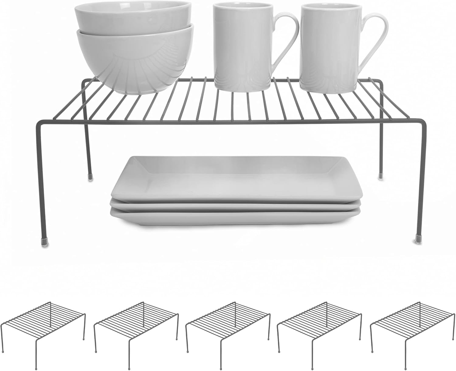 Charcoal Gray Steel Metal Wire Cabinet Storage Shelf Rack, Set of 6, Large H55885