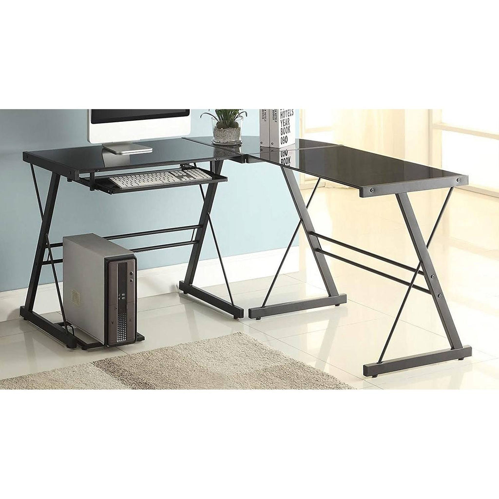 Black 3-Piece Corner L-Shaped Computer Desk Y253