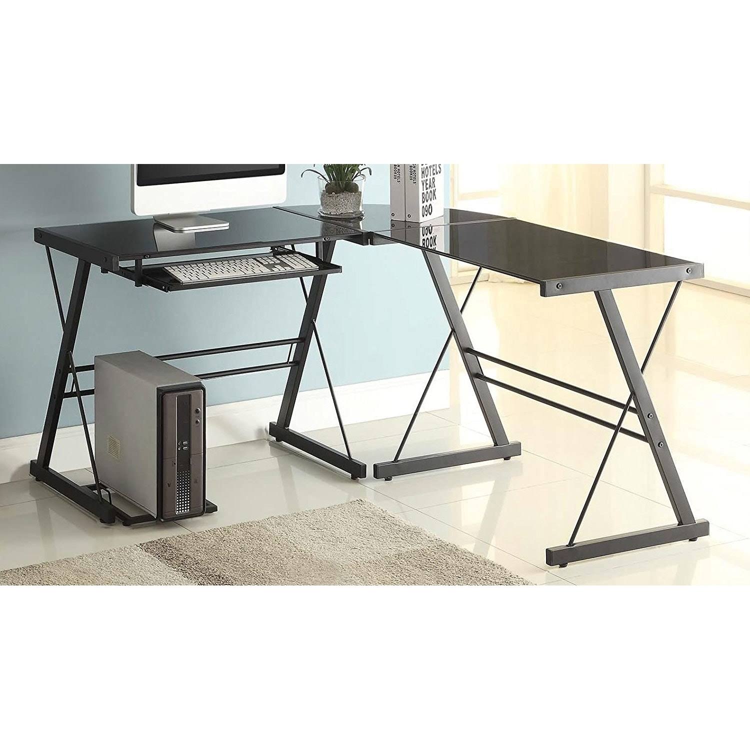 Black 3-Piece Corner L-Shaped Computer Desk Y253