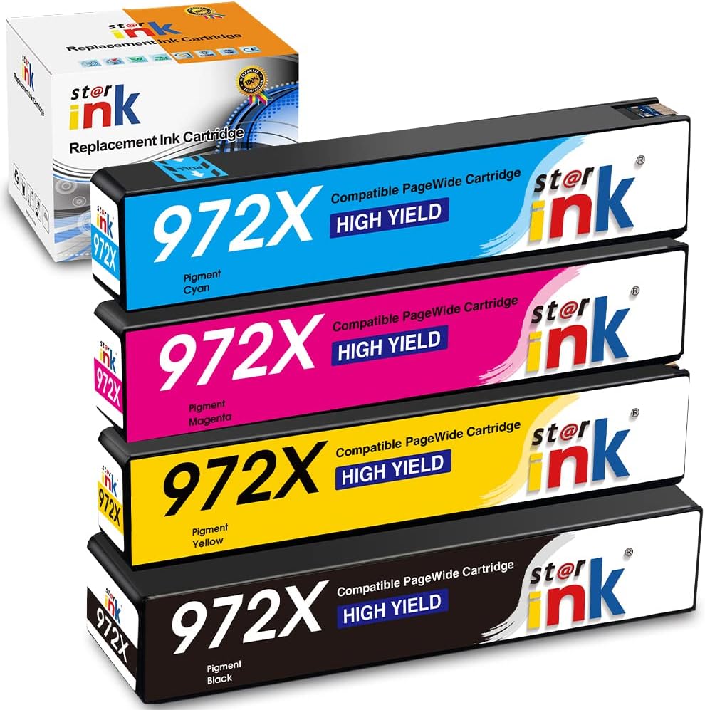 HP 972X 4-Pack Ink Cartridge Black Cyan Magenta Yellow F73132