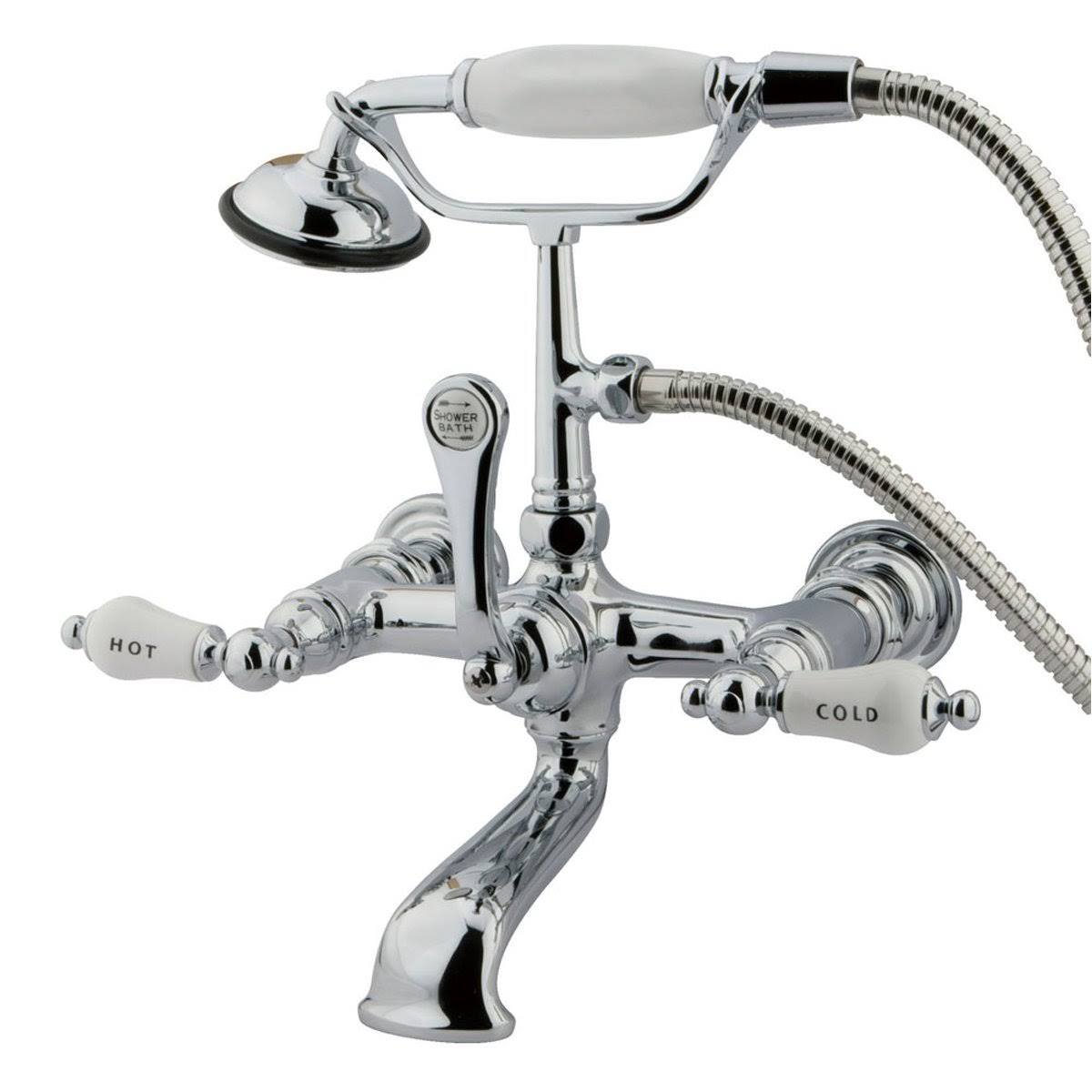 Vintage Satin Nickel Wall Mount Clawfoot Tub Filler with Hand Shower F94832