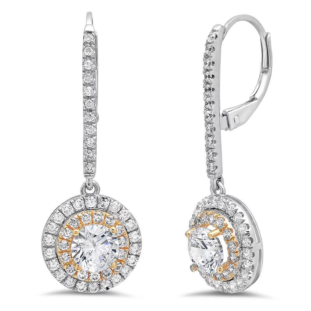 14k White Rose Gold Simulated Diamond Drop Earrings E203209