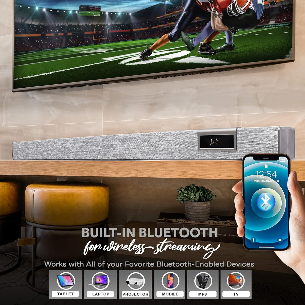 60W 35" Bluetooth Sound Bar with Remote Control D33960