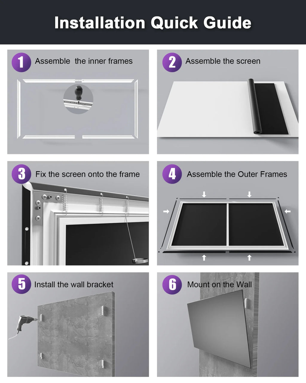 120 inch Fixed Frame Ambient Light Rejecting Projector Screen B8112