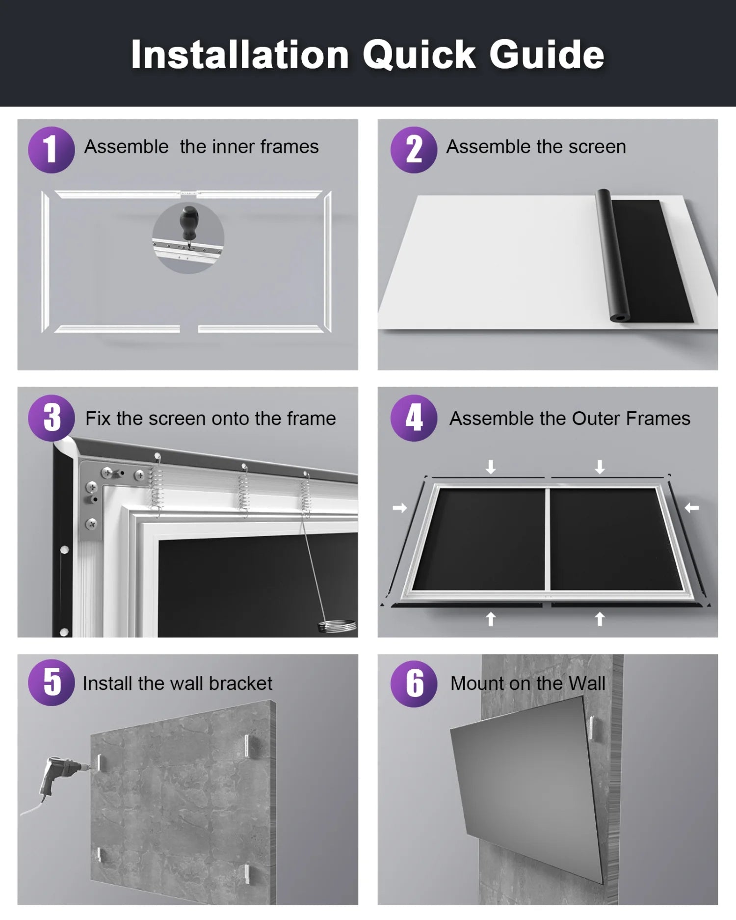 120 inch Fixed Frame Ambient Light Rejecting Projector Screen B8112