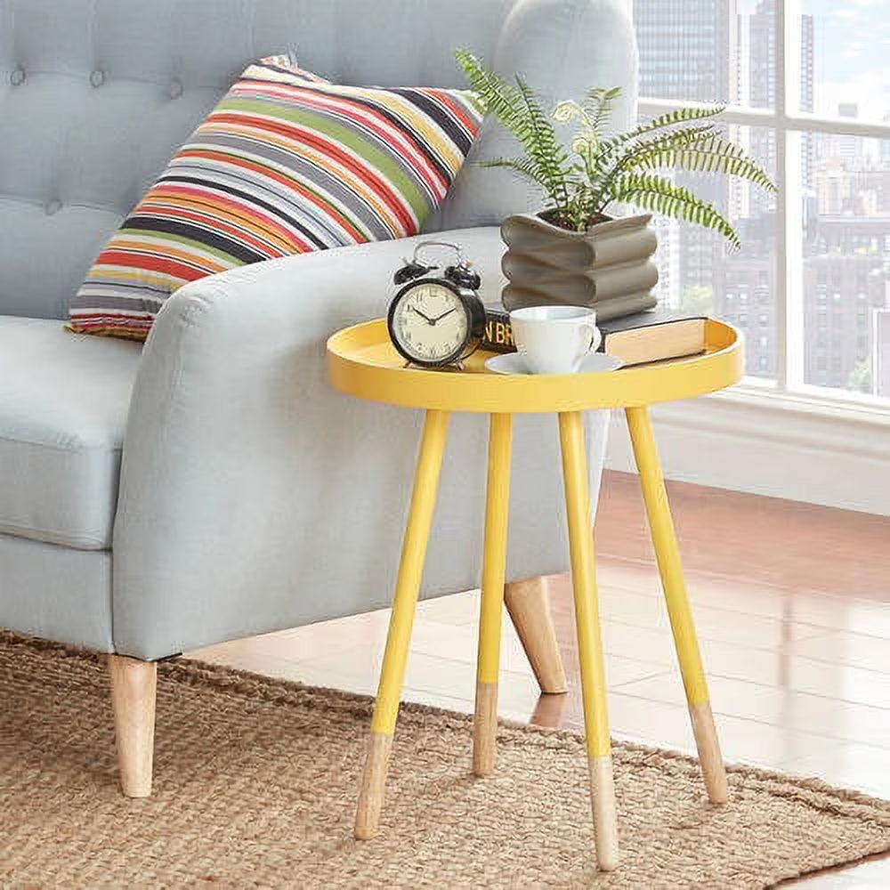 Yellow Round Bentwood Top End Table W25433