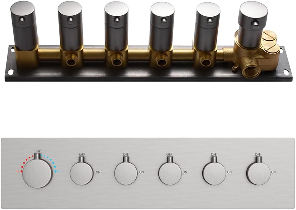 Polished Chrome 4-Outlet Solid Brass Mixer Shower Valve with 5 Round Handles H139310