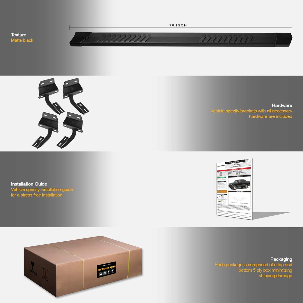 Matte Black Aluminum Running Boards Z175