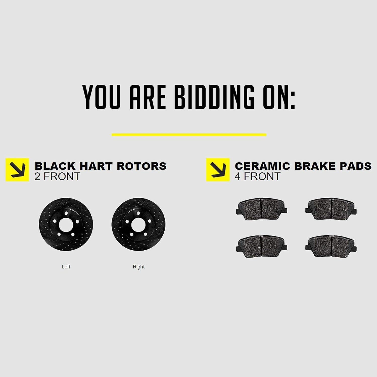 Front Black Hart Drilled Brake Rotors and Brake Pad T552646