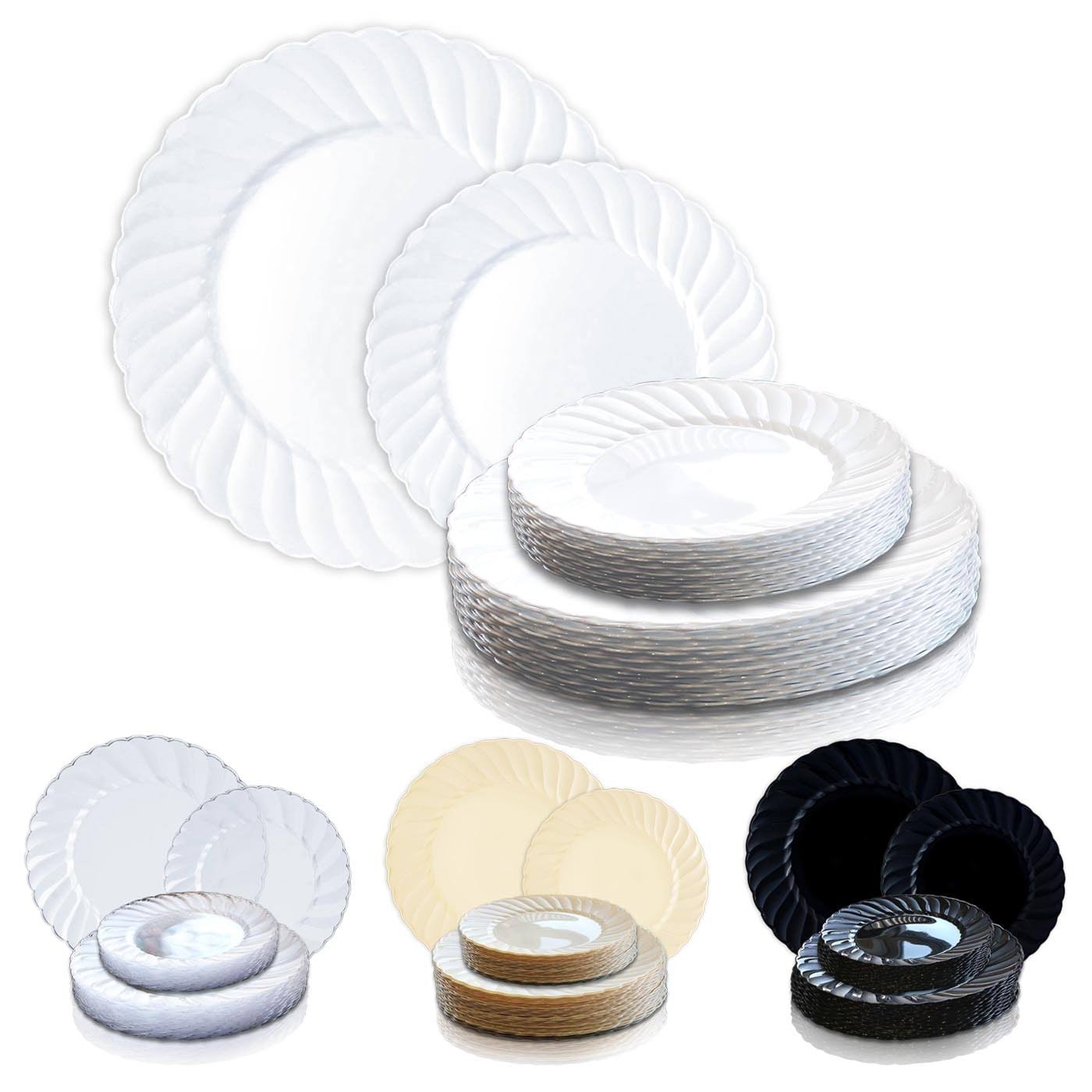 6x22 White Round Disposable Plastic Pastry Plates Q728