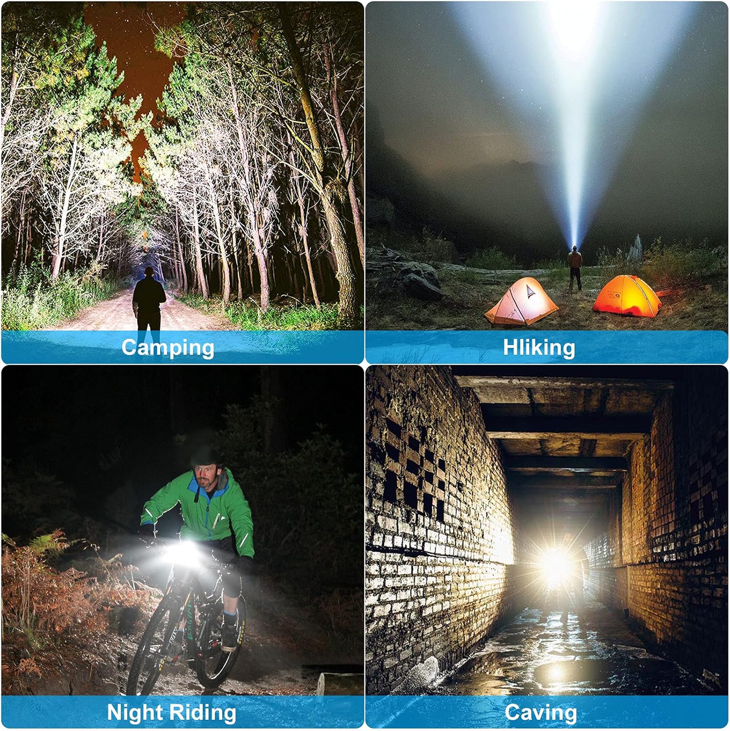 Rechargeable 100000 Lumens Tactical LED Flashlight with 3 Modes, 4 Batteries, Zoomable, IPX5 Waterproof W924