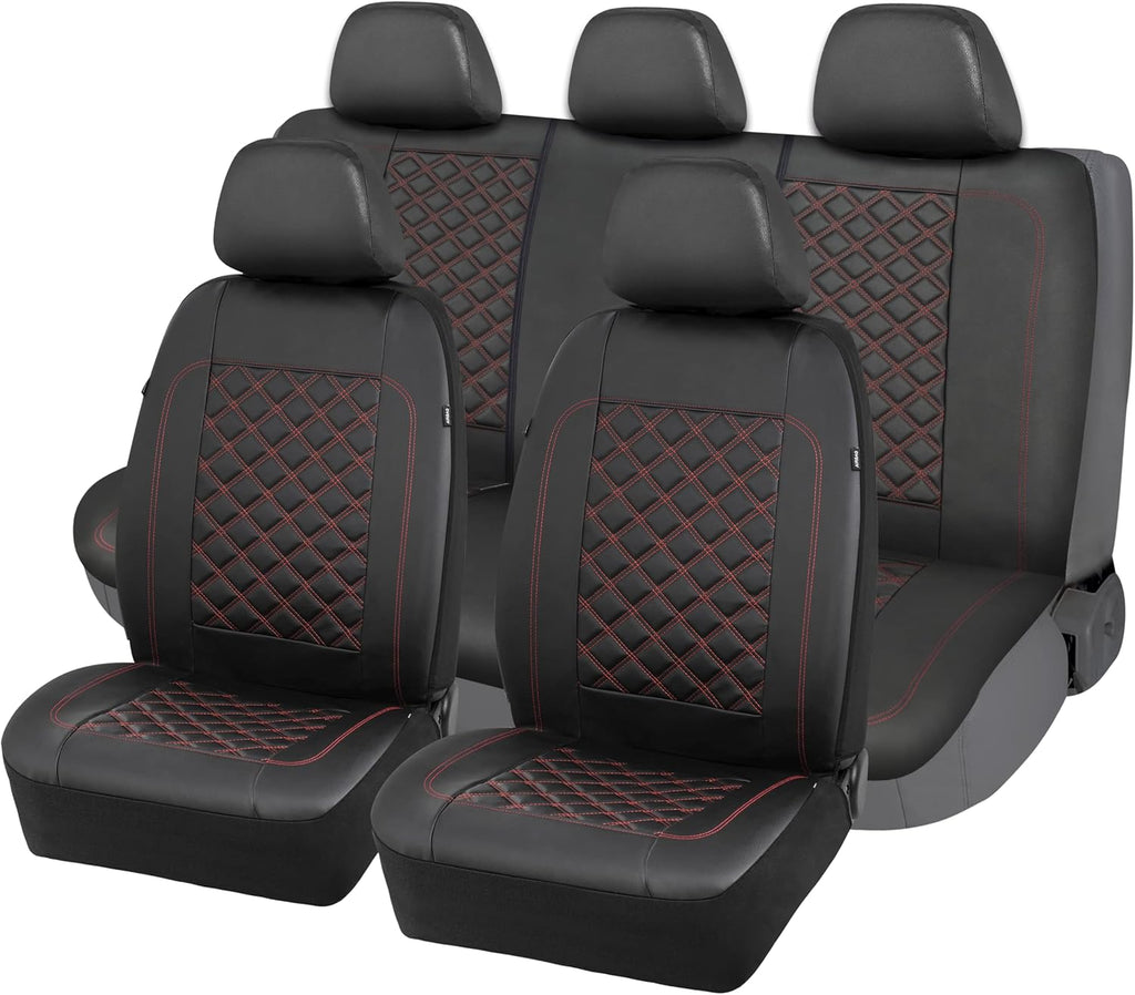 Beige PVC Leather 9 Piece Universal Car Seat Covers S287639