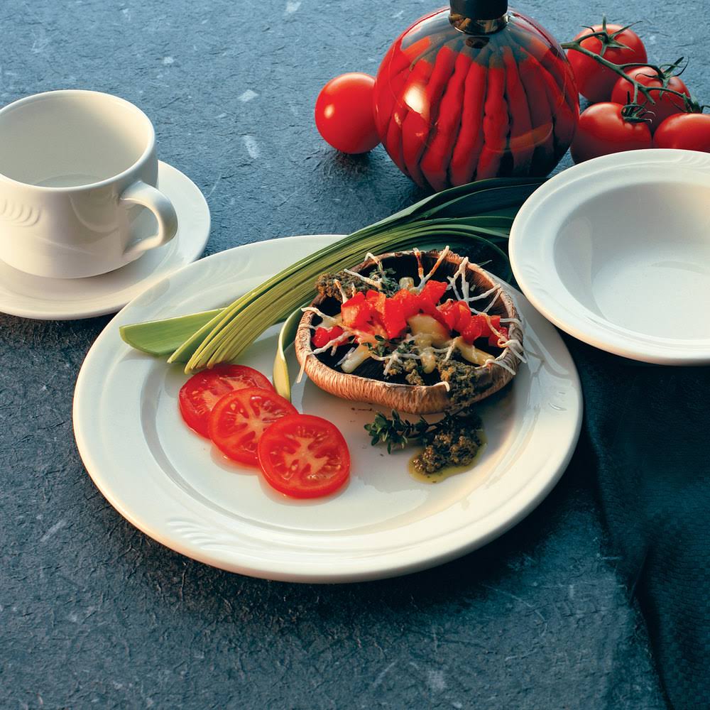 Ivory Embossed Stoneware Plate - 12/Case O7460