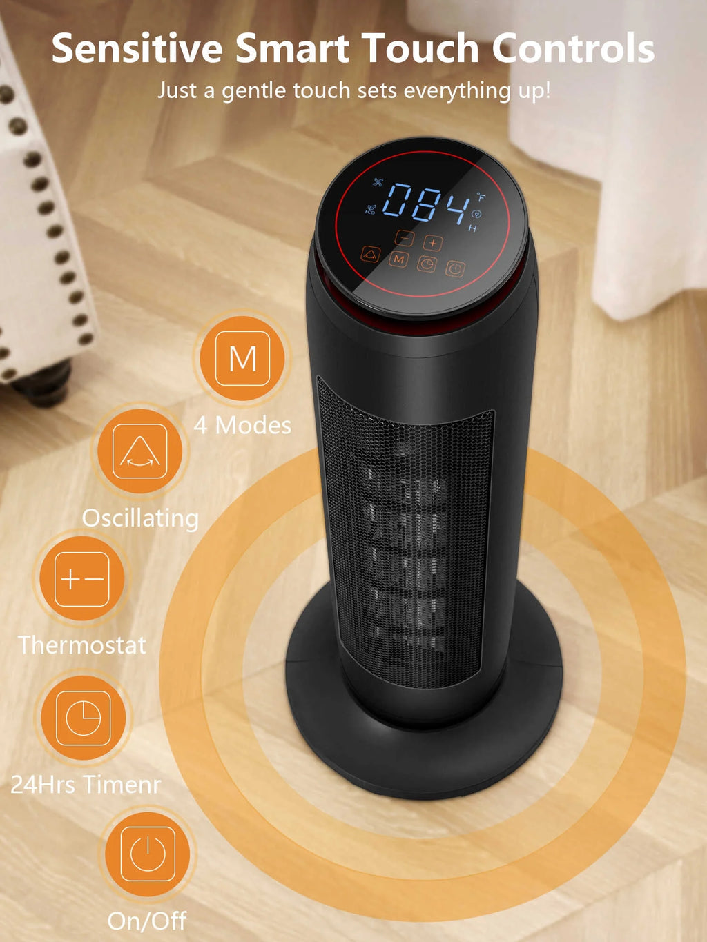 1500W Space Heater with Thermostat, Remote, 24H Timer P5414
