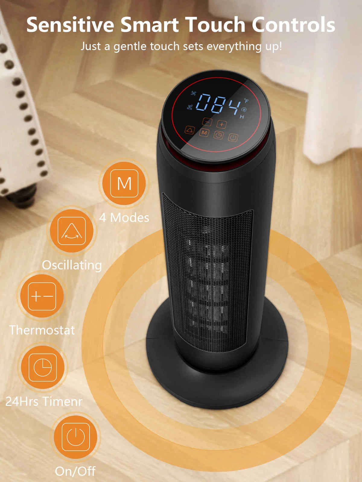 1500W Space Heater with Thermostat, Remote, 24H Timer P5414