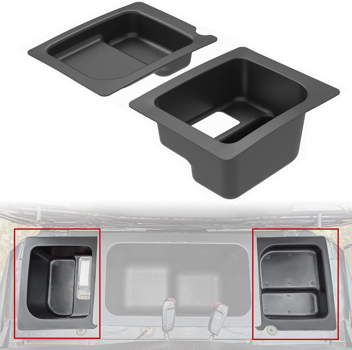 Left & Right Under Seat Storage Box for Polaris Ranger 500 570 Mid Size 50" Wide 2015-2021, Pack of 2 H426