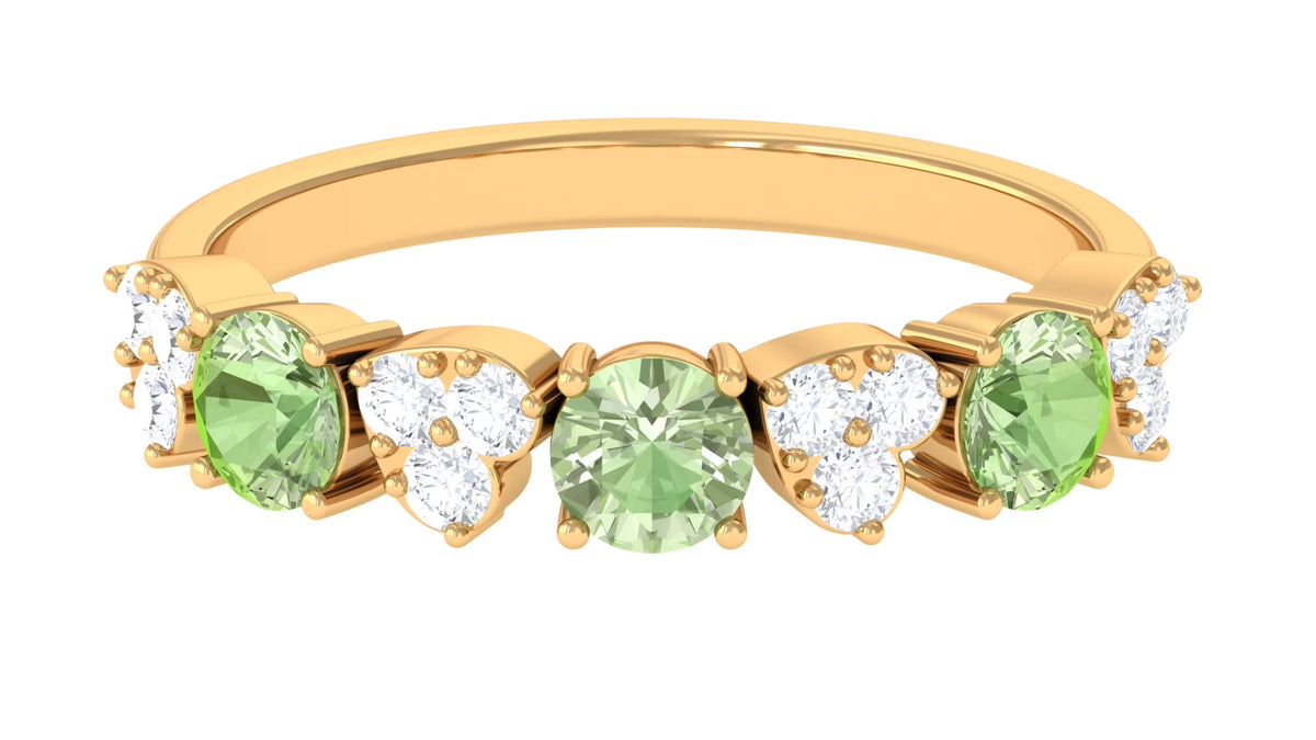 14K Yellow Gold Green Sapphire Half Eternity Ring E97676