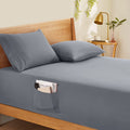 Gray 1800 Thread Count Microfiber King Fitted Sheet with Deep Pocket E476355
