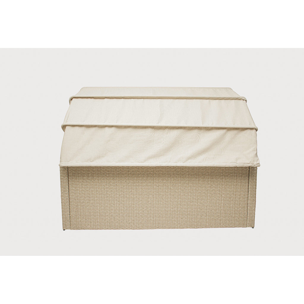 Outdoor Wicker Patio Sofa with Canopy & Ottoman Set D235