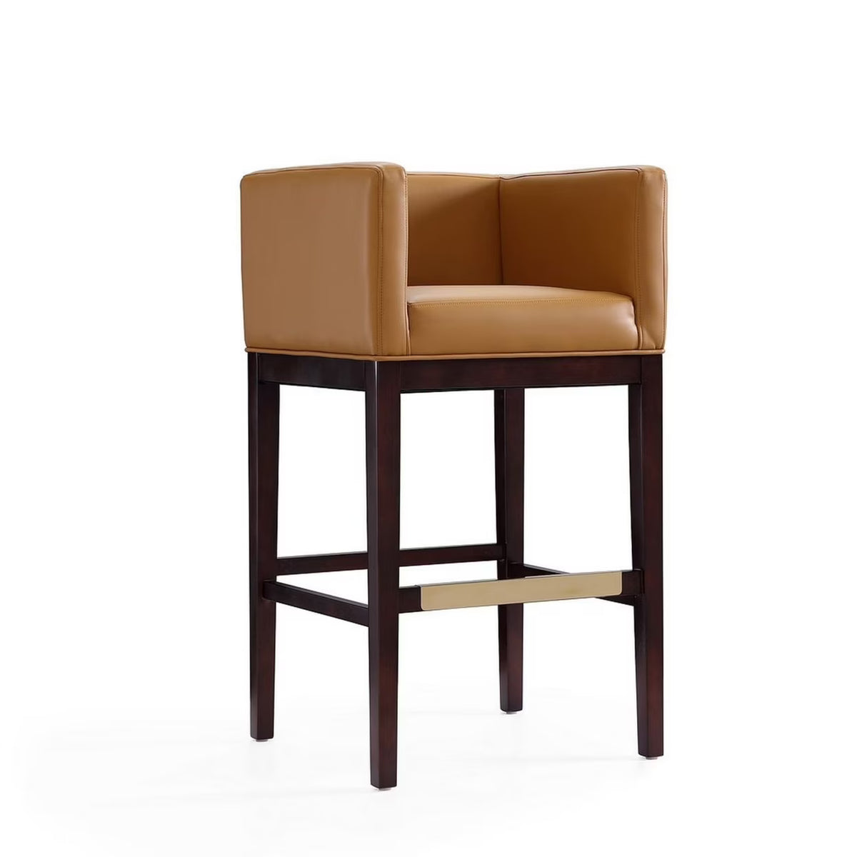 Camel and Dark Walnut Beech Wood Barstool P2987