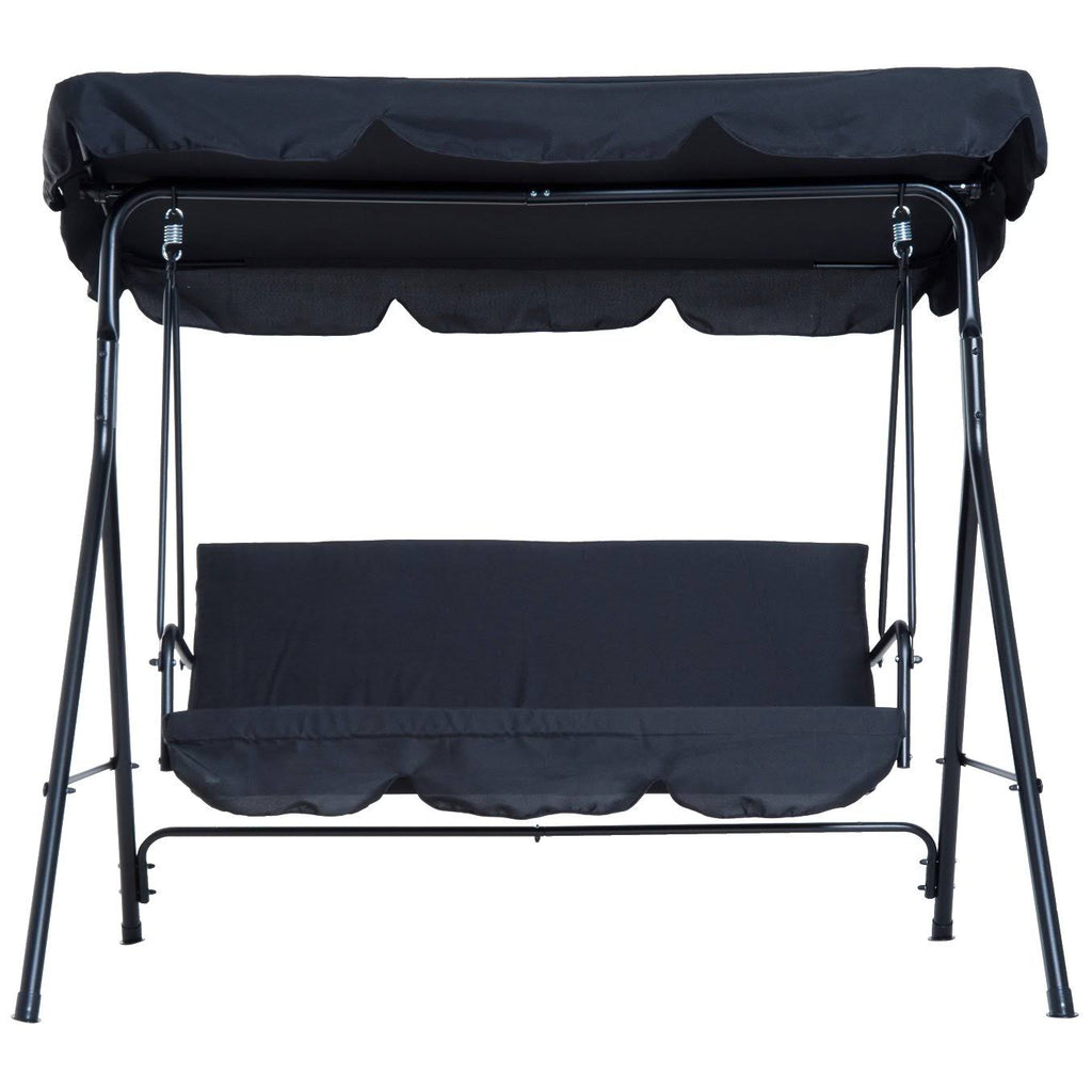 Black Steel 3 Person Porch Swing I31065