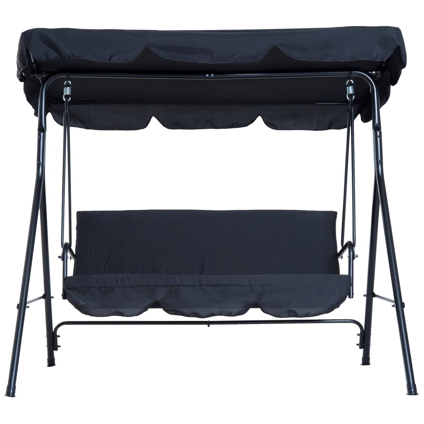 Black Steel 3 Person Porch Swing I31065