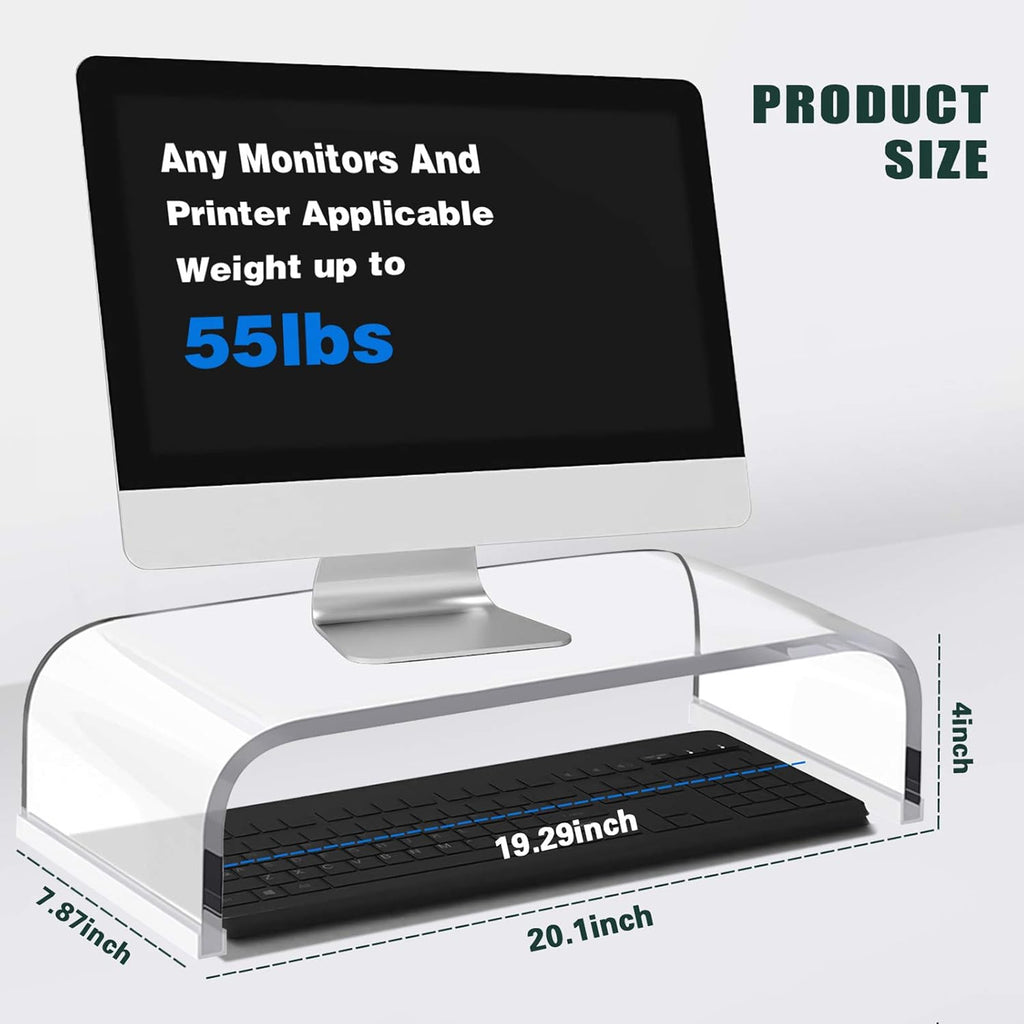 Acrylic Clear Monitor Screen Stand Riser, 20", Pack of 2 P822238