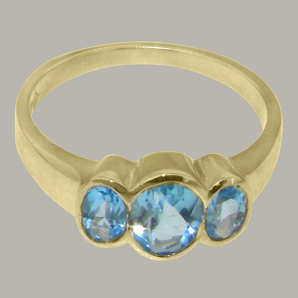14k Yellow Gold Natural Blue Topaz Womens Ring M361