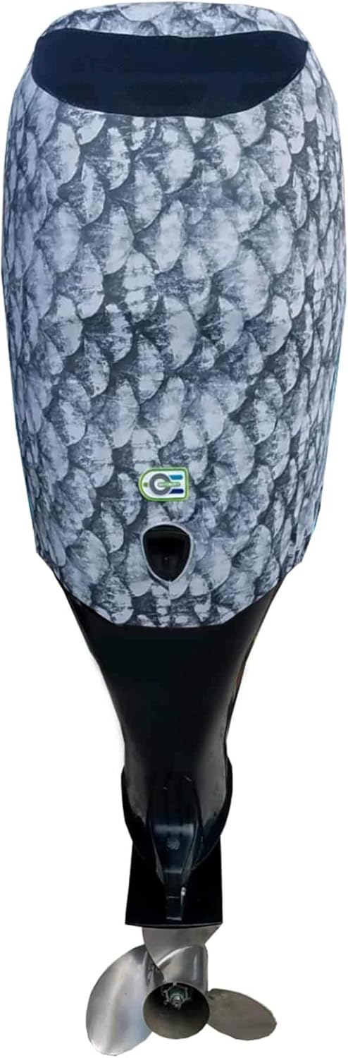 Grey Fish Scales Outboard Motor Cover W8749