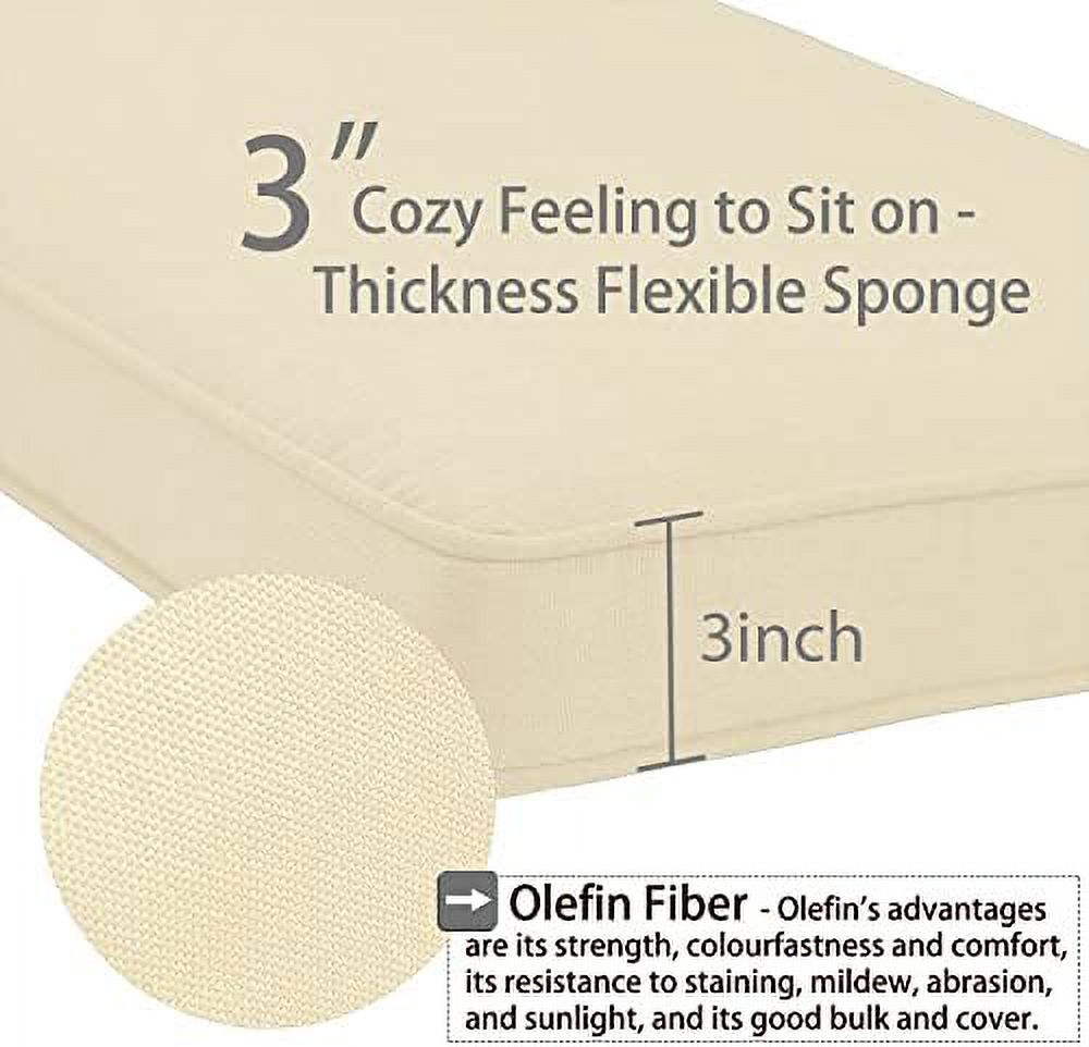 Beige Olefin Fabric Patio Chaise Lounger Cushion 72 x 21 x 3 Inch I4432