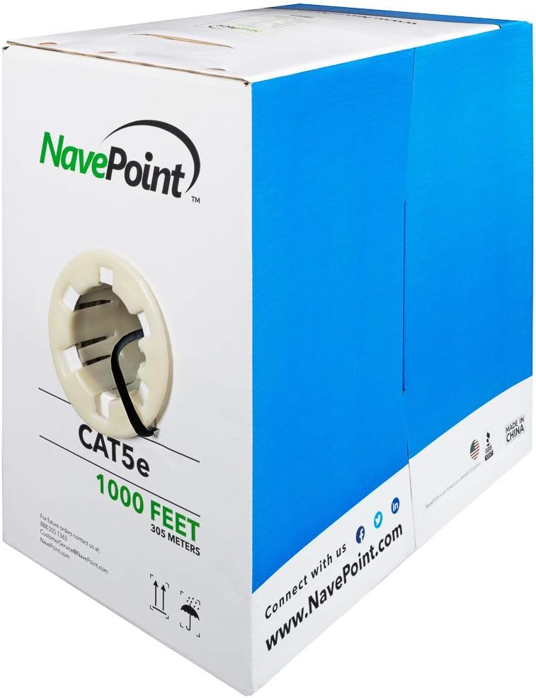 CAT5e 1000ft Grey Solid Bulk Ethernet Cable 24AWG 4 Pair UTP Pack of 2 H71900