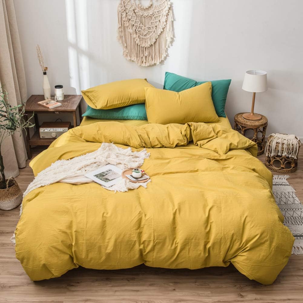 Twin Cotton Embroidered Cactus Reversible Duvet Cover Set with Zipper Closure S9340