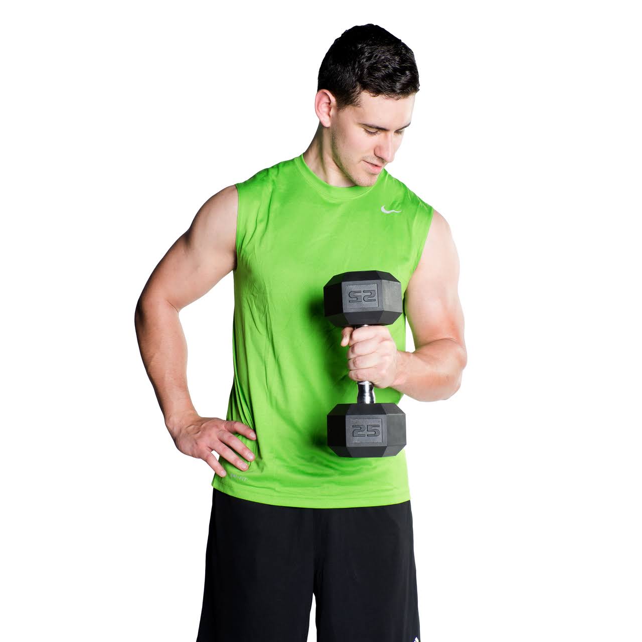 75 lbs Rubber Coated Hex Dumbbell V850901