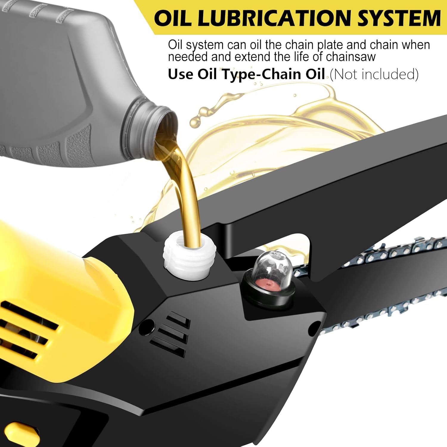 6 Inch Cordless Electric Chainsaw 21V 2.0Ah with Oil System and Safety Lock, Pack of 2 P15646