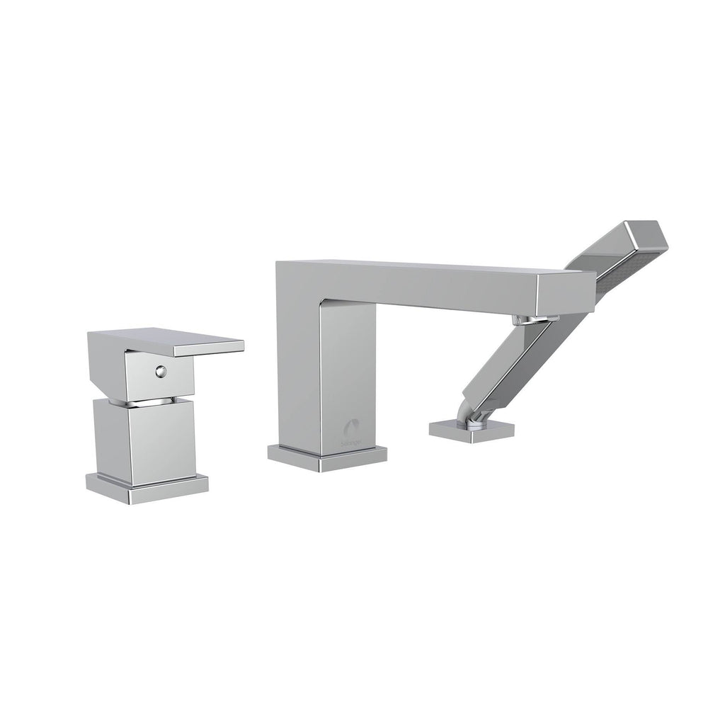 Single Handle Deck-Mount Roman Tub Filler with Hand Shower, Polished Chrome B90878