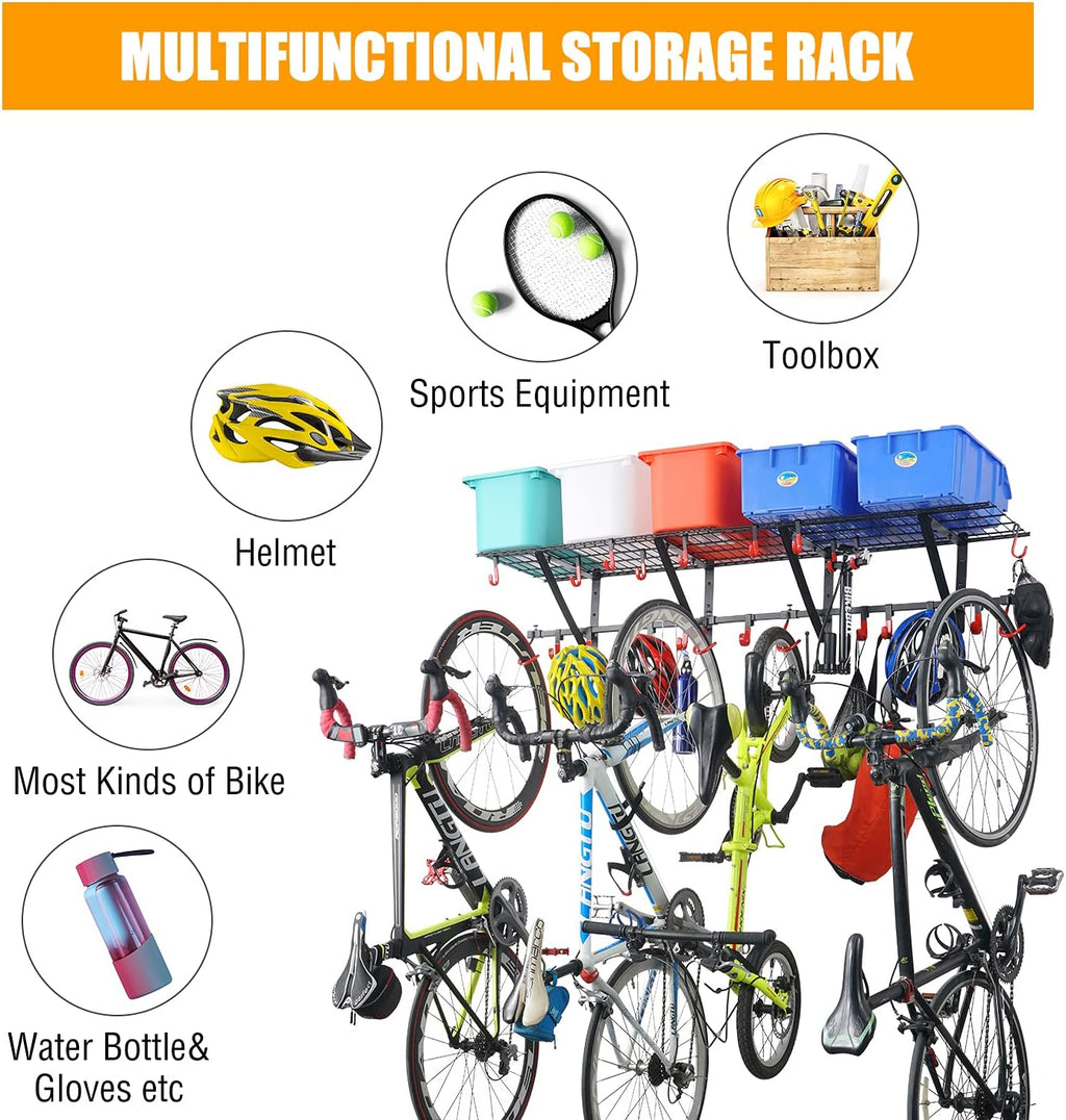 Garage Wall Shelving 1 Pack with Vertical Bike Hanger, Powder Coated Steel T36118