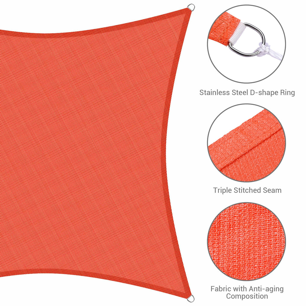 2 Pack 12x12 Ft 97% UV Block Square Sun Shade Sail HDPE Canopy D595285
