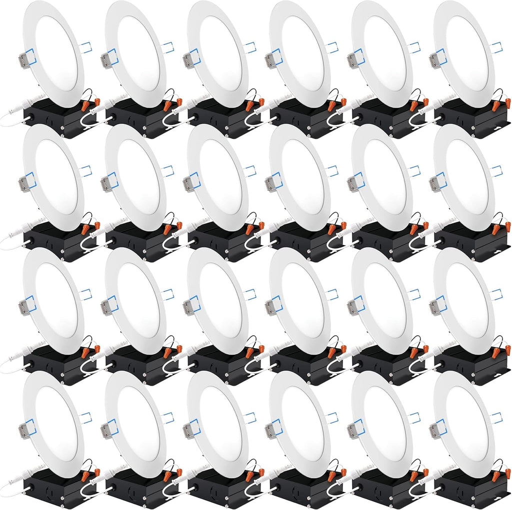 24 Pack 4 Inch Ultra Thin LED Recessed Ceiling Lights, 4000K Cool White, Dimmable 10W, 650 LM Q6254