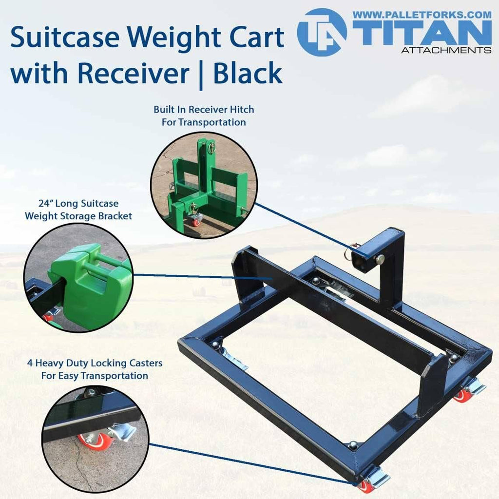 Black Rolling Suitcase Weight Cart with Receiver C11641