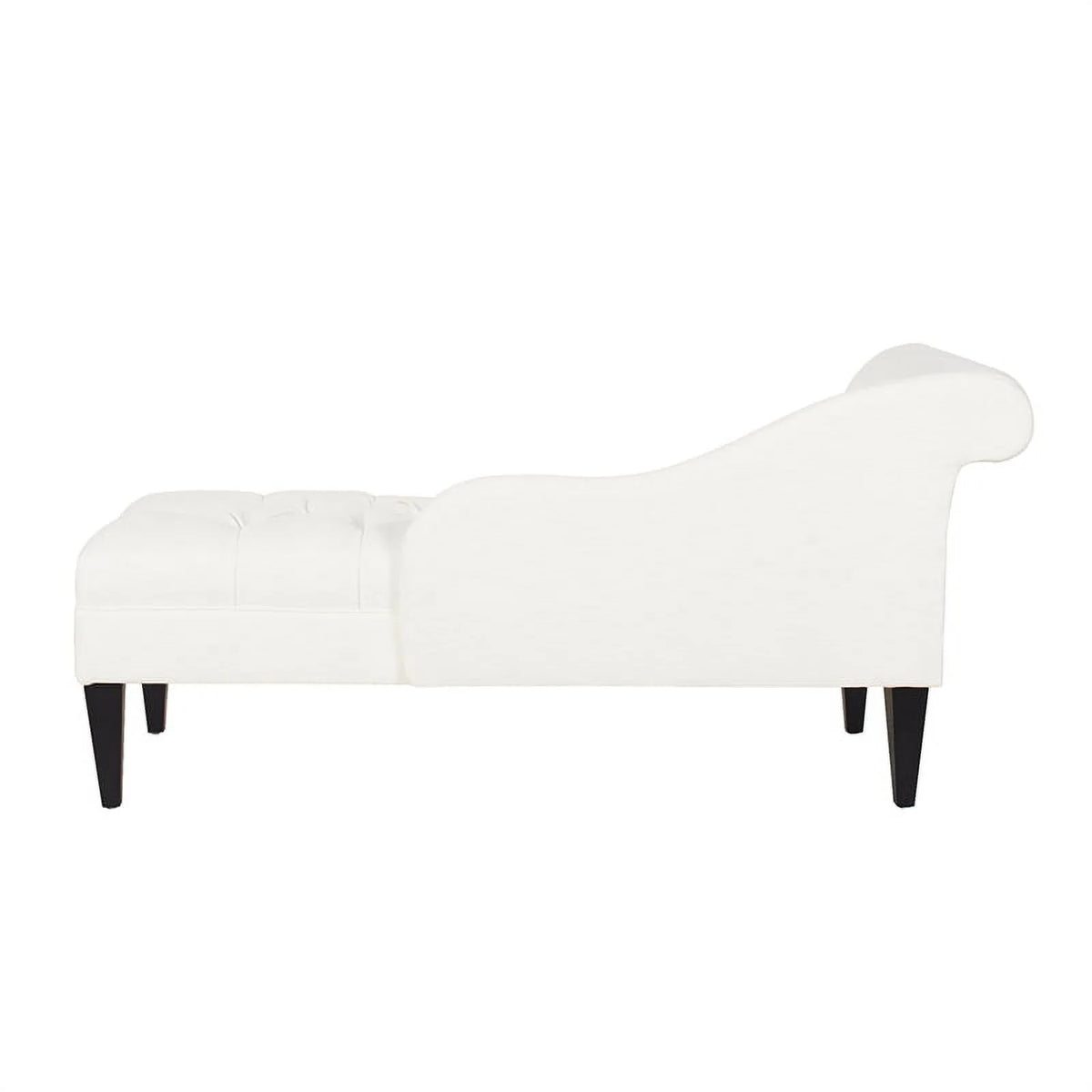 Antique White Hardwood Tufted Roll Arm Chaise Lounge O4761