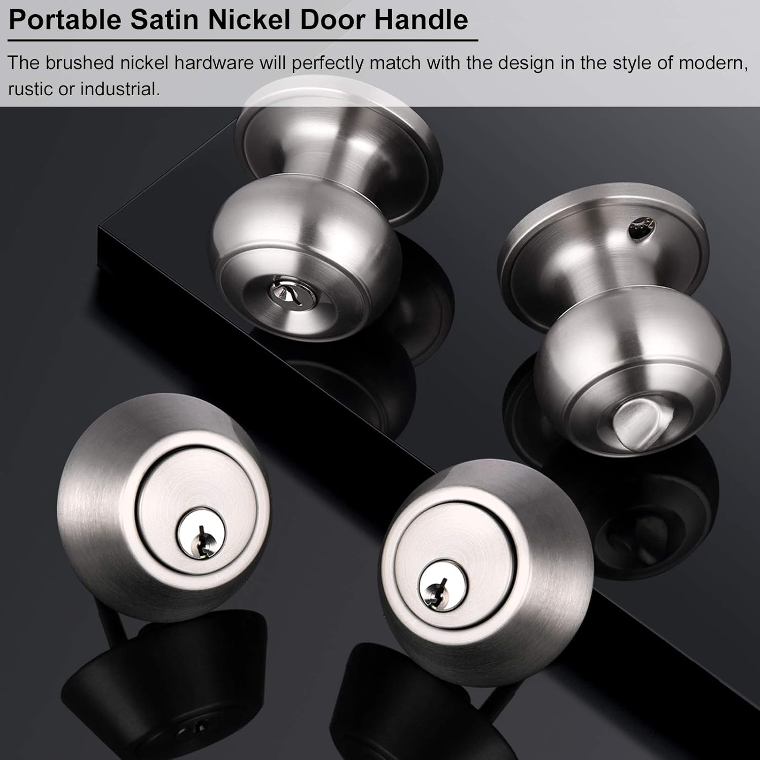 10 Sets Keyed Alike Door Handleset with Deadbolt, Satin Nickel Entry Door Knob with Double Cylinder Deadbolt F96057