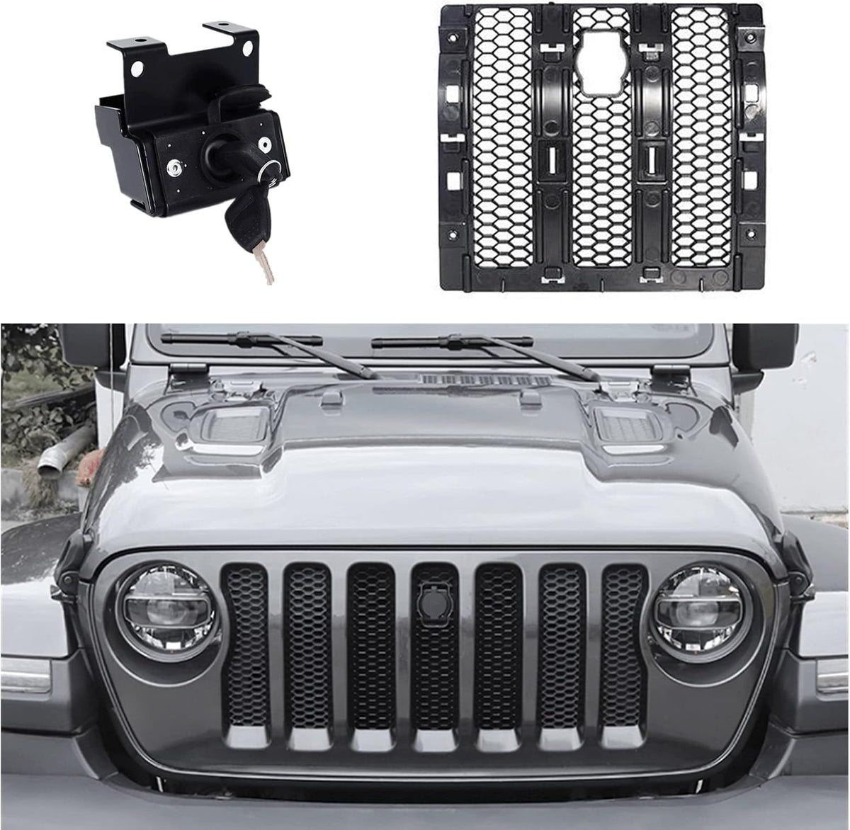 Anti-Theft Hood Lock for Jeep Wrangler JL, Pack of 2 Q340