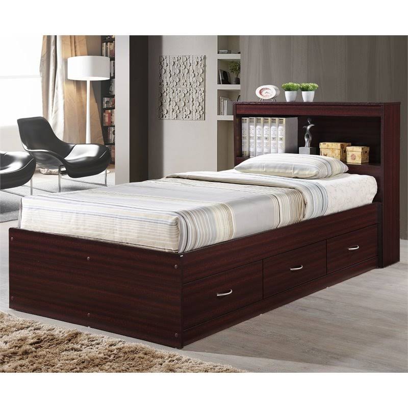 Twin Captain Storage Bed with 3 Drawers in Mahogany H508141