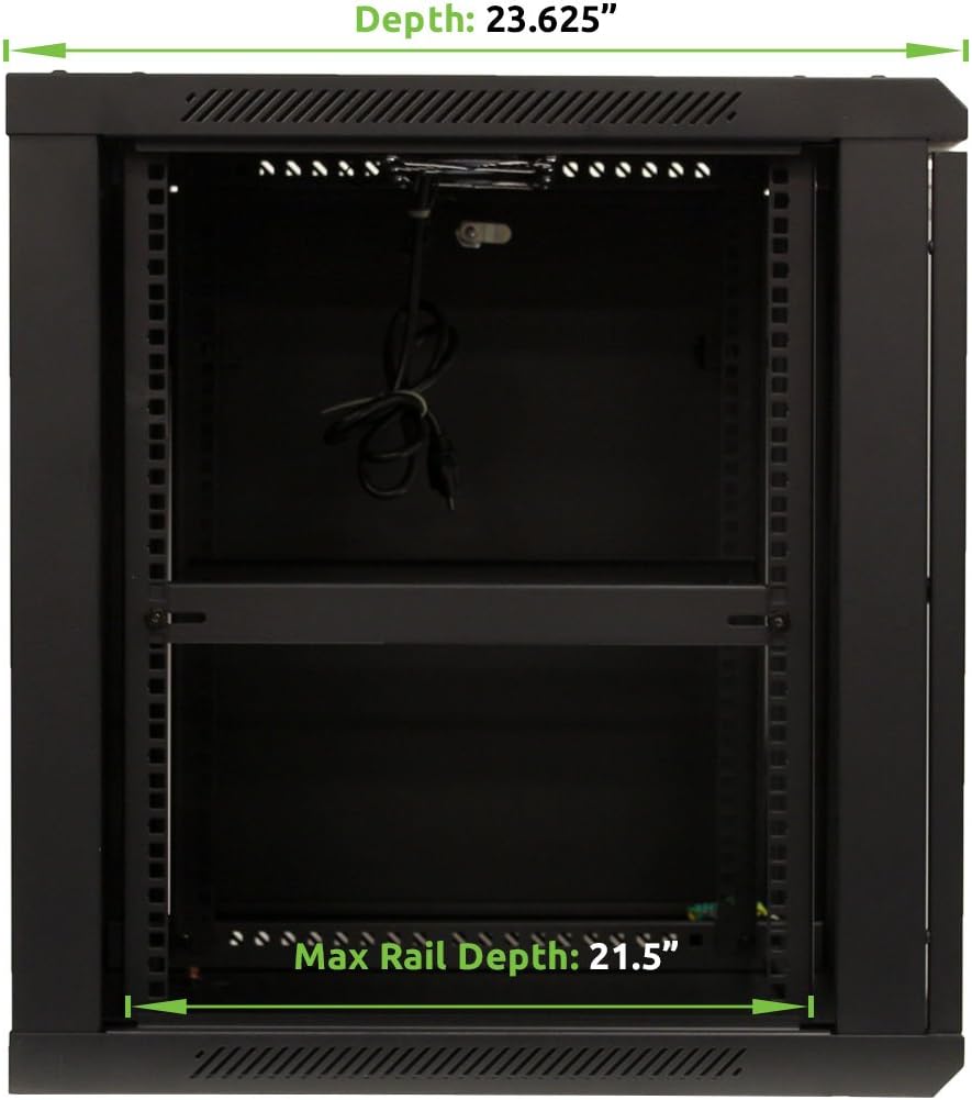 12U Wall Mount 19 Inch Server Cabinet Rack Enclosure with Glass Door and Shelves Z778805