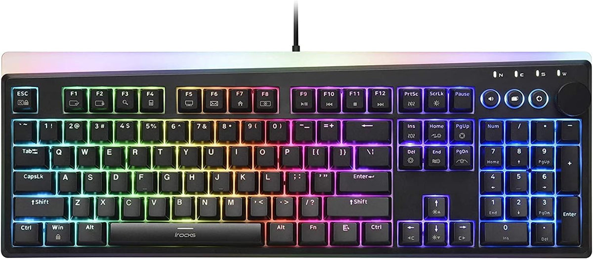 RGB Mechanical Gaming Keyboard with Gateron Brown Switches, 104 Keys, PBT Keycaps, Detachable USB-C Cable, Black A906